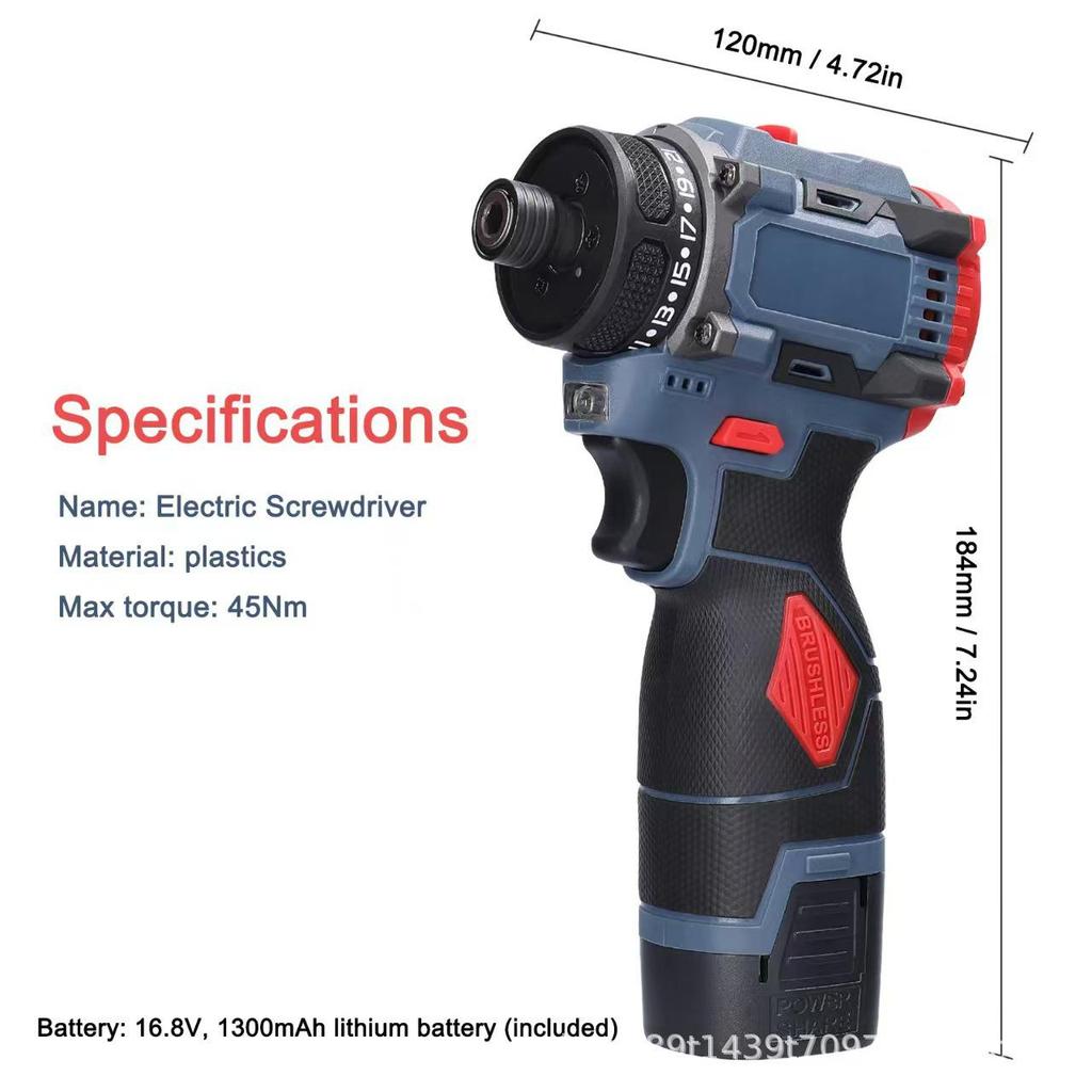 Brushless Impact Drill & Electric Screwdriver with Quick Chuck for Handheld Hole Drilling and Decoration