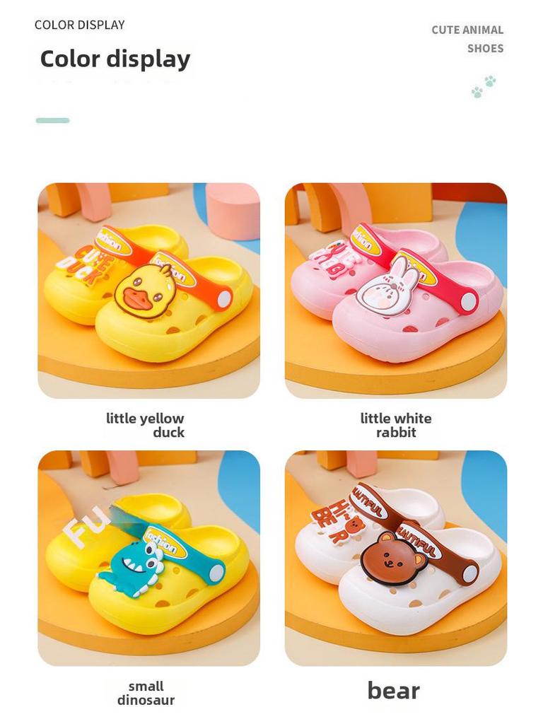 Kids' Cute Bear Non-Slip Summer Slippers: Soft Sole, Cool Clogs for Boys & Girls