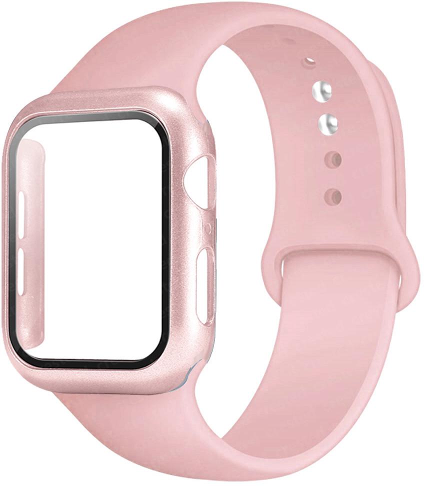 For Apple Watch Bands 46mm 44mm 41mm 40mm 45mm 42mm Silicone Correas Bracelet Iwatch Series 10 9 8 7 6 SE 3 11 Glass+Case+Strap