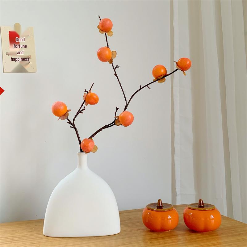 Artificial Red Persimmon Bouquet Ornament for Living Room Decor