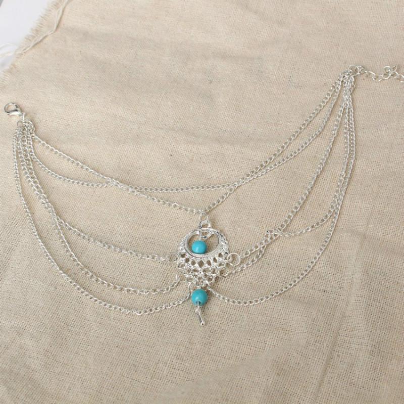 Türkise Wassertropfen Fußkettchen Damen Retro Ethno-Stil Schmuck Mode Fußdekoration