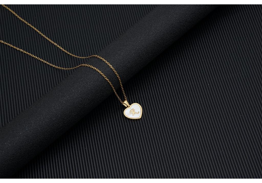 Gold Shell Pendant Necklace with English Alphabet - European & American Trend In Titanium Steel Chain