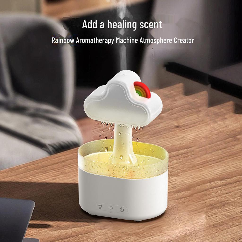 Silent Desktop Rainbow Raindrop Aromatherapy Humidifier & Remote-Control Essential Oil Diffuser
