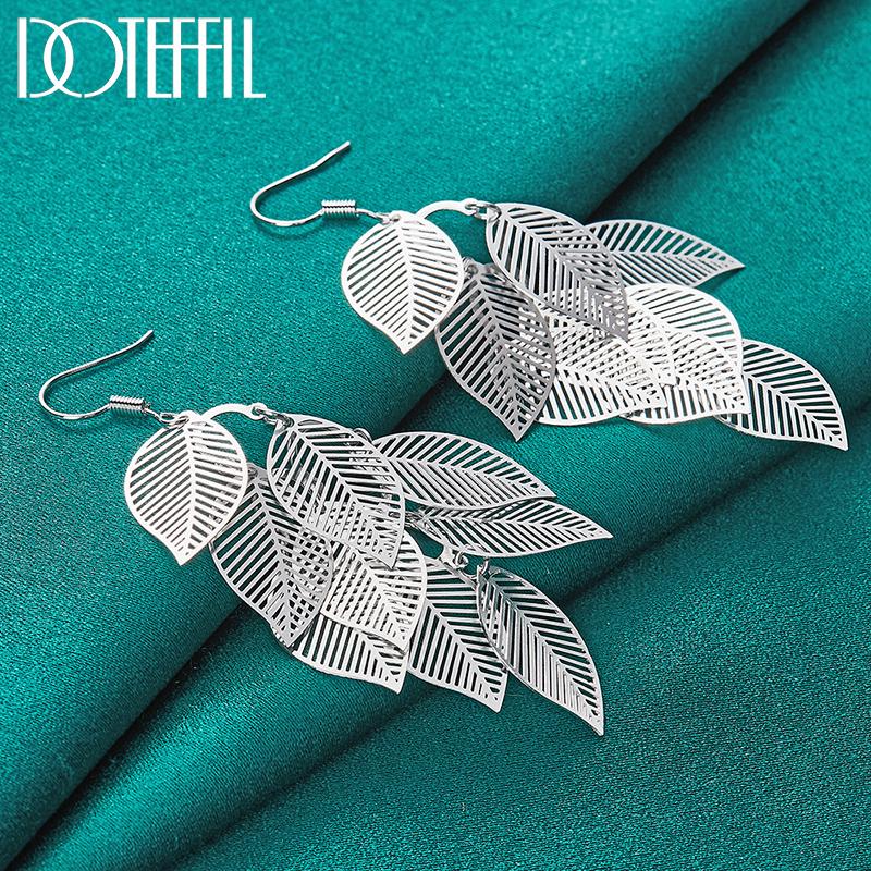 Leaf Earrings Silver Fashion Jewelry