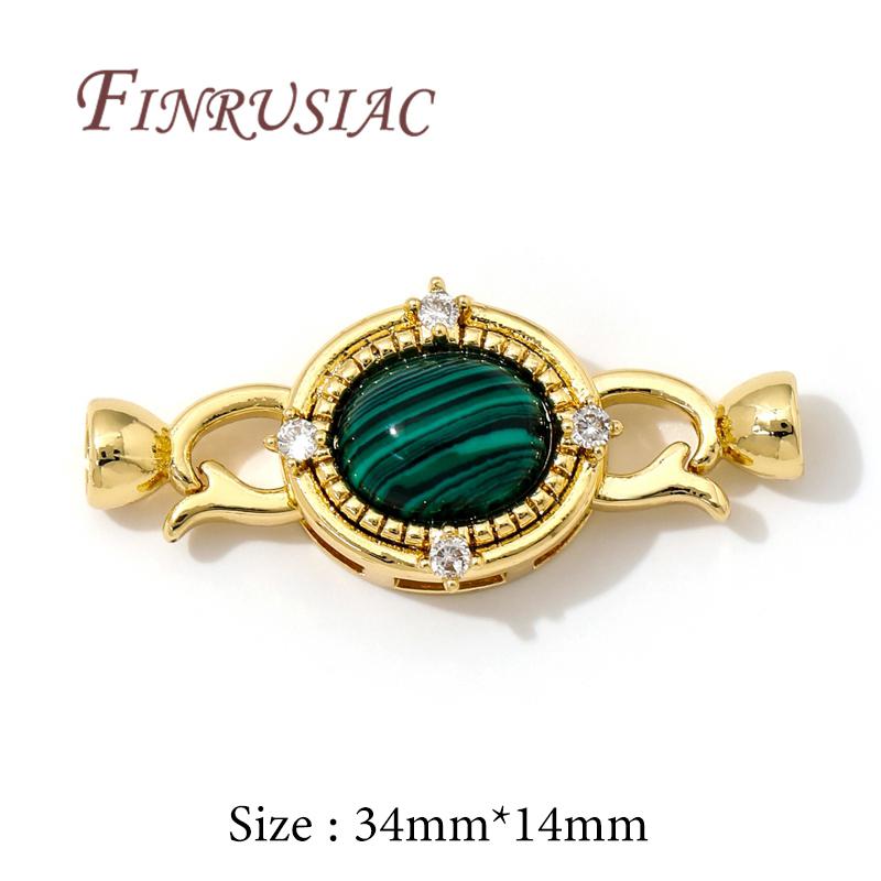 18K Real Gold Plated Inlaid Natural Stone Jewelry Clasps Fasteners For Bracelets Accessories,Locks For Jewelry,Necklace Findings