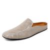 Genuine Leather Men Slippers Slip on Half Mules Summer Casual Shoes Breathable Sandals Lightweight Muller Shoes Comfy Lazy Shoes