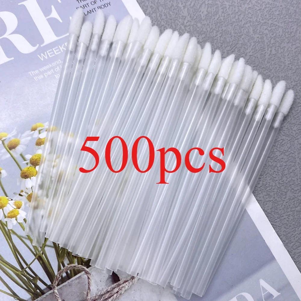 500/100PCS Disposable Lip Brush Makeup Tools Hollow Lip Wands Nylon Lip Gloss Stick Applicator Lipstick Wands Set Cosmetic Tools