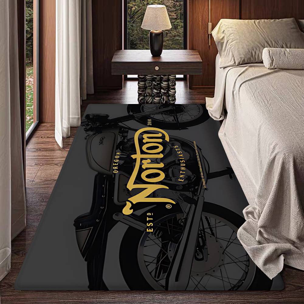 N-NORTON Motorcycle LOGO Floor Mat Cheaper Anti-slip Modern Living Room Balcony Printed Bedside Mats