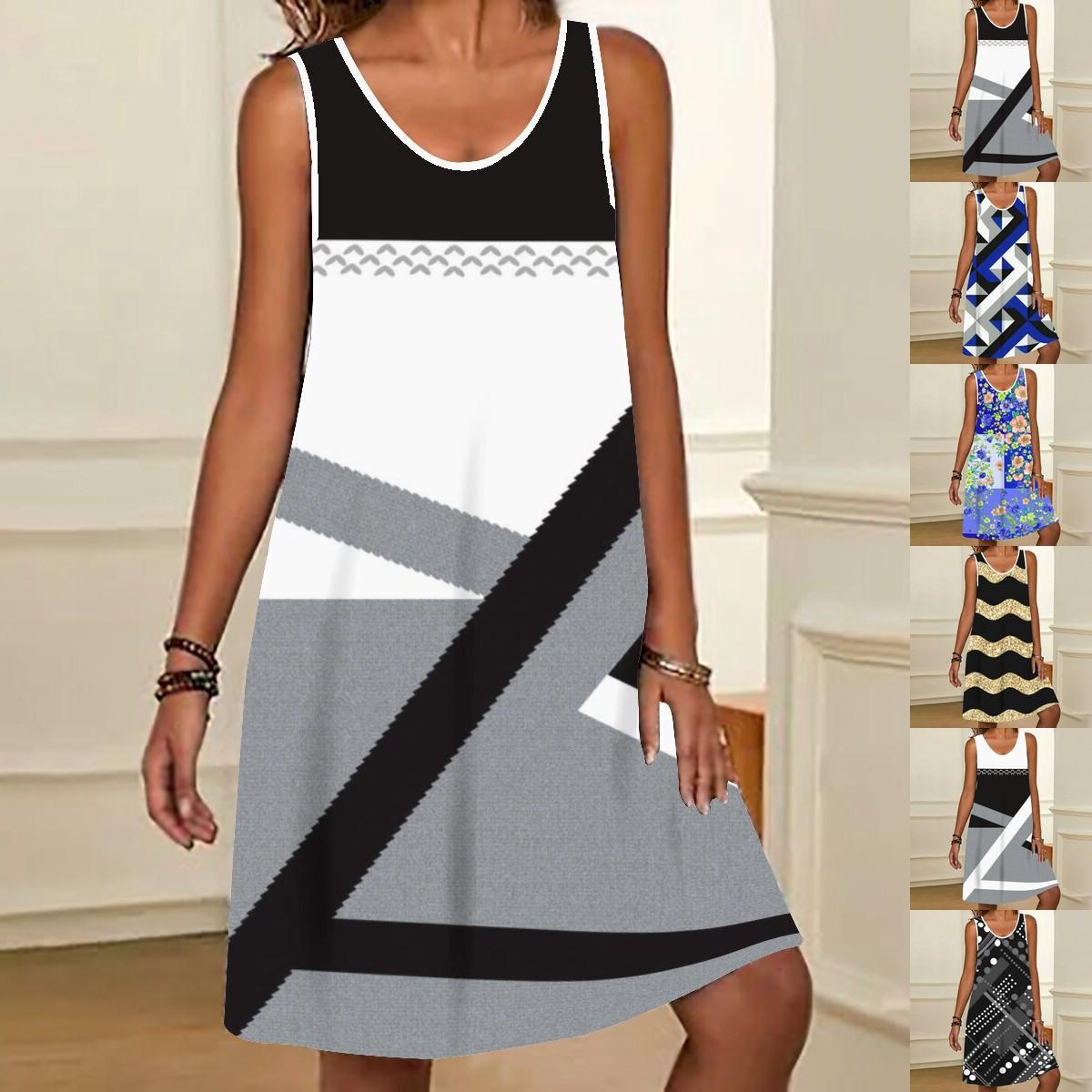 

Лето 2023, новое модное женское платье с принтом, повседневное платье S-2XL