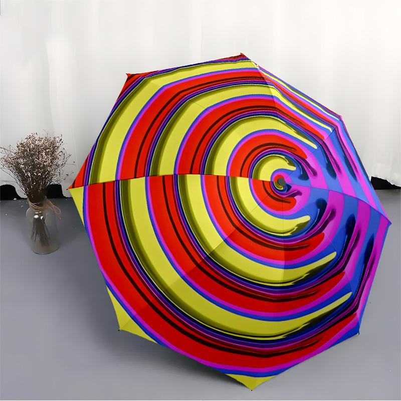 1pc Circle Pattern Automatic Open/Close Folding Umbrella - Compact 8-Rib Design, Daily Use, Perfect Gift for Friends & Family yy251124228