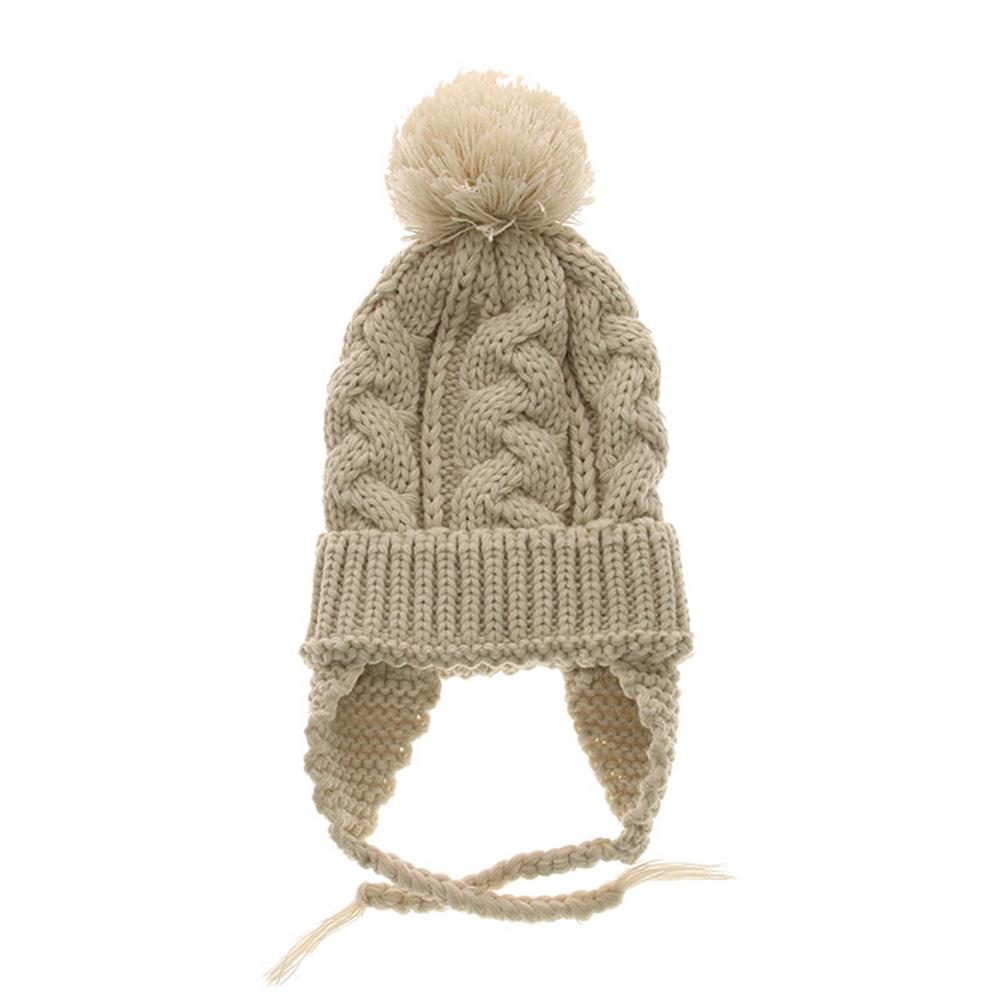 Cute Knitted Cap Fashionable Pigtail Fuzzy Ball Warm Woolen Cap Hat for Kids