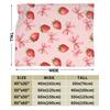 Pink Strawberry Print Flannel Blanket  Warm Soft Throw Blanket for Bedroom Camping Street Trend Bedspread Sofa Bed Cover