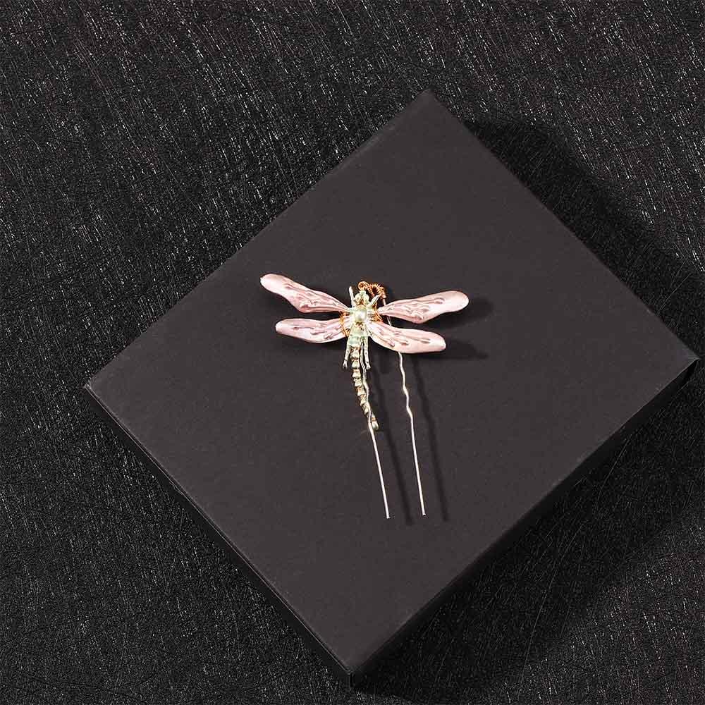 

Tool Head Piece Wedding Jewelry Headdress U Shaped Hair Clip Enamel Dragonfly Bride Hairpin розовый