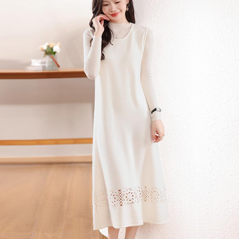 Women's Cashmere Dress Qinghe Cashmere 30% Cashmere 70% Wool Autumn and Winter Cashmere Skirt Soft and Warm