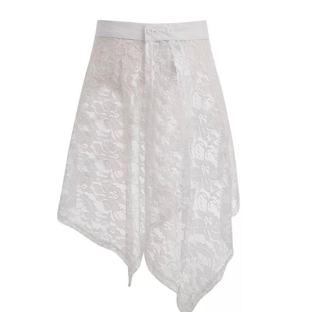

Irregular Lace Underskirt Slips Asymmetric Mesh Underskirt Slips Dress Female M белый