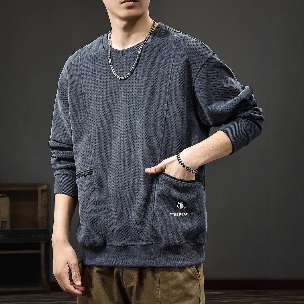 Осенний американский инструментальный мужской свитер с карманом на молнии — фото 3