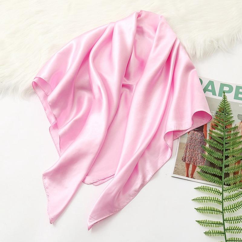 90*90cm Big Size Headwraps Solid Colors Neckerchief Hijab Women Satin Headband Hair Scarves Female Shawls Head Scarfs for Ladies