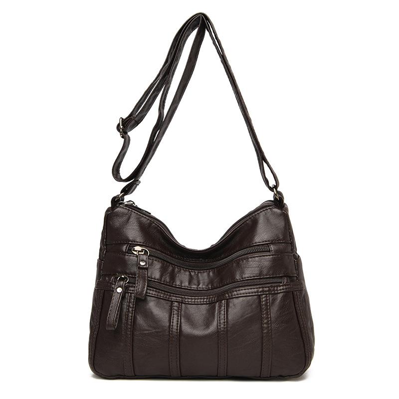One-shoulder Mother Bag, New Washed Leather Women's Bag, Messenger Bag, Large-capacity Messenger Small Square Bag.