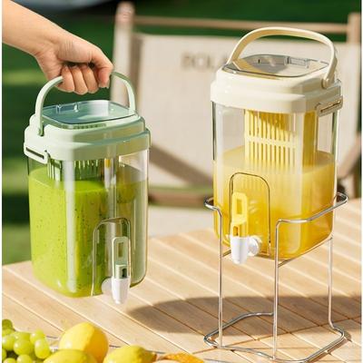 Refrigerator Water Dispenser with Tap - Plastic Pitcher for Iced Tea & Fruit Infusion, Heat-Resistant Beverage Container