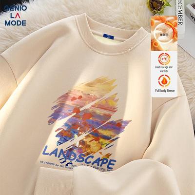 GENIOLAMODE Men's Winter Trendy Print Fleece Sweatshirt