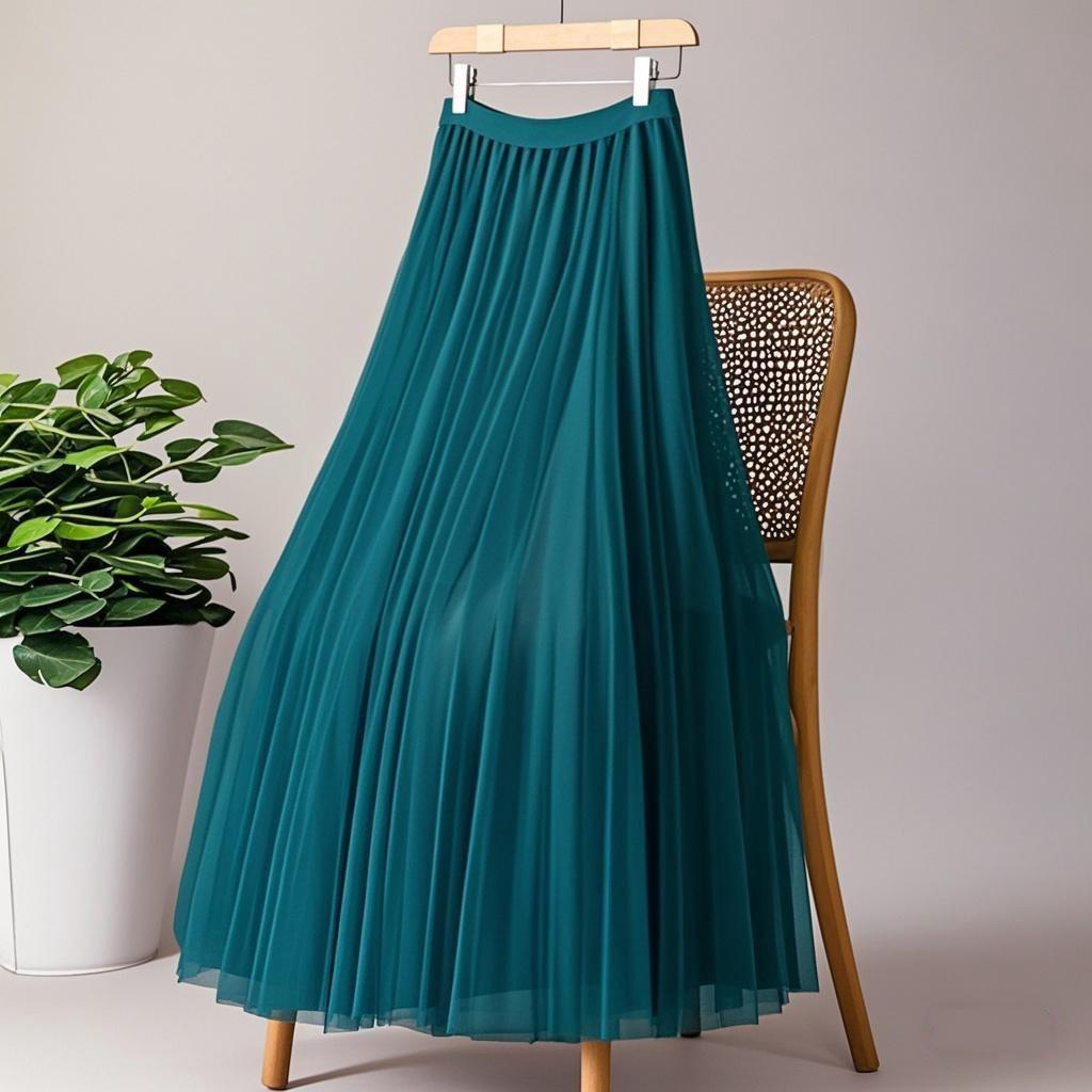 Elegant Mesh Dance Skirt: 720-Degree Flowing Tulle, Slimming Half-Length for Performances