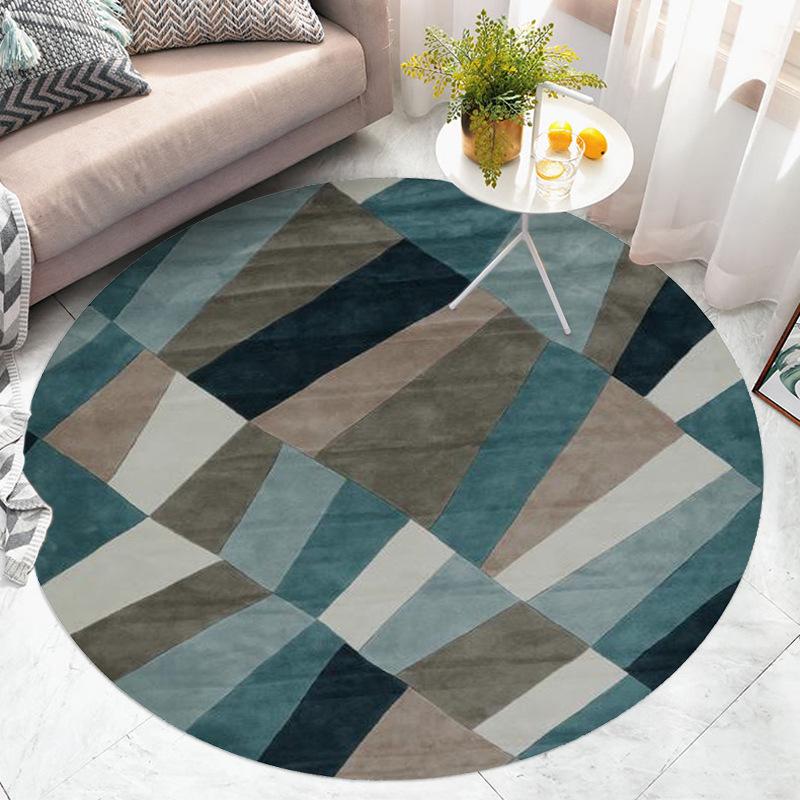 Fashion Round Rug Home Anti-Slip Gold Floor Mat Children's Bedroom Carpet Living Room Carpet
