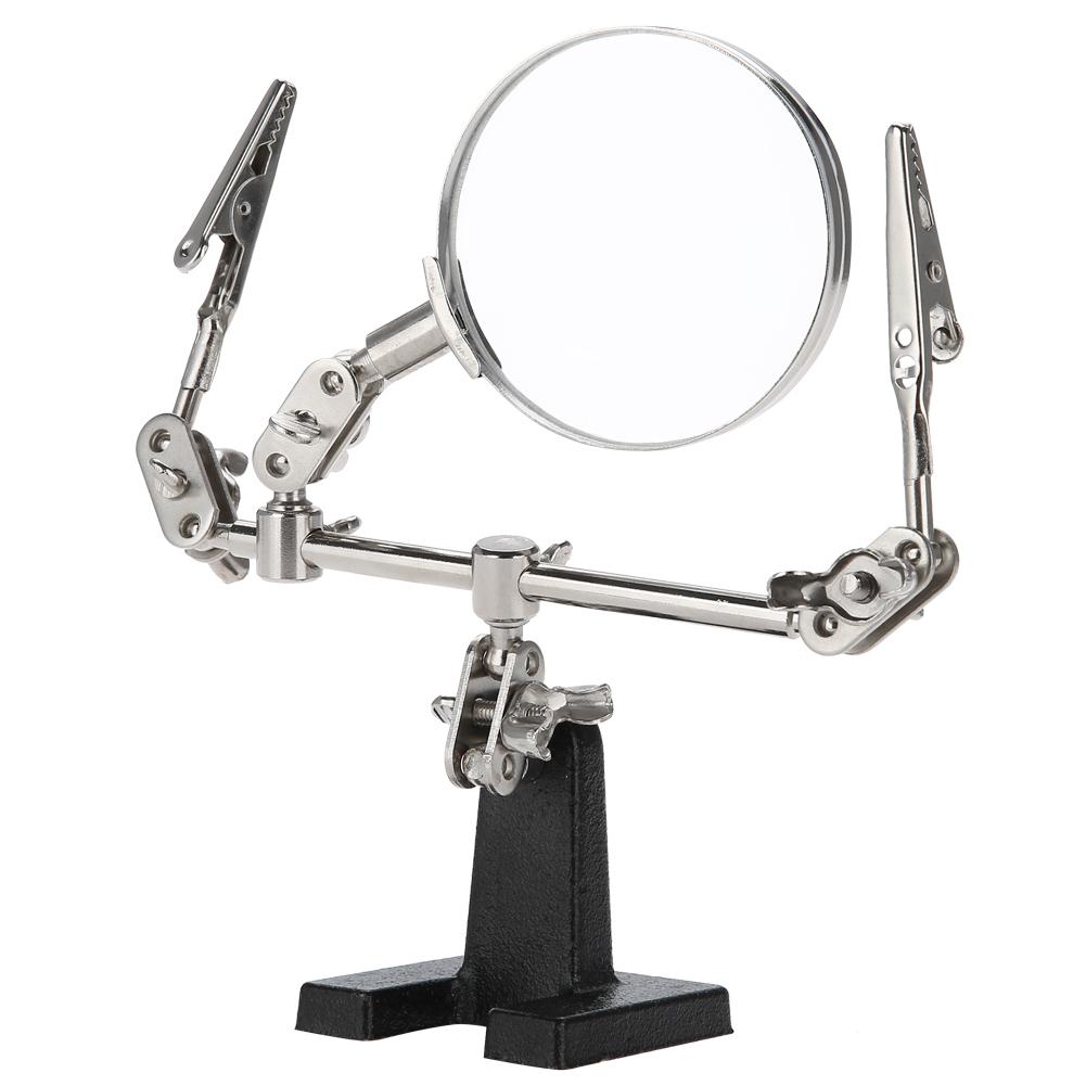 

3rd Hand Helping Tool 5X Magnifying Glass Jewelry Accessory Magnifier With 2 Clamps