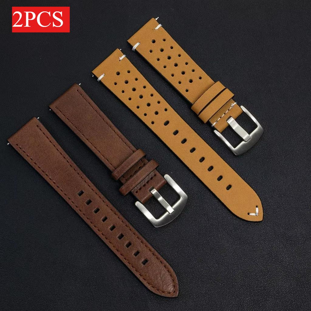 2Pcs 20mm Leather Breathe Strap for Samsung Galaxy Watch 7 6 5 4 40/44mm 6Classic 5Pro 22mm Band for Huawei GT5 3 4Pro Watchband