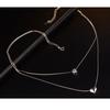 ANENJERY Women'S Fashion Jewelry Necklace Double Layer Chain Zircon Heart Pendants Necklaces For Women Kolye Choker S-N157