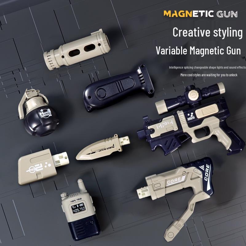 Children's Sound & Light Toy Gun - DIY Magnetic Assembly for Boys Ages 3-12, Perfect Birthday Gift