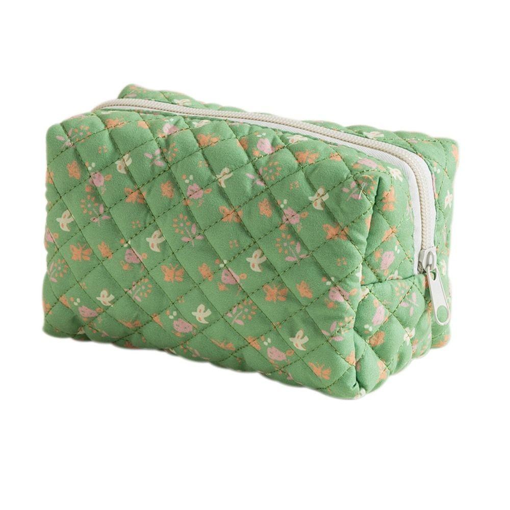 Portable Flower Printed Cosmetic Bag Large Capacity Travel Organizer Makeup Bag Storage Bag