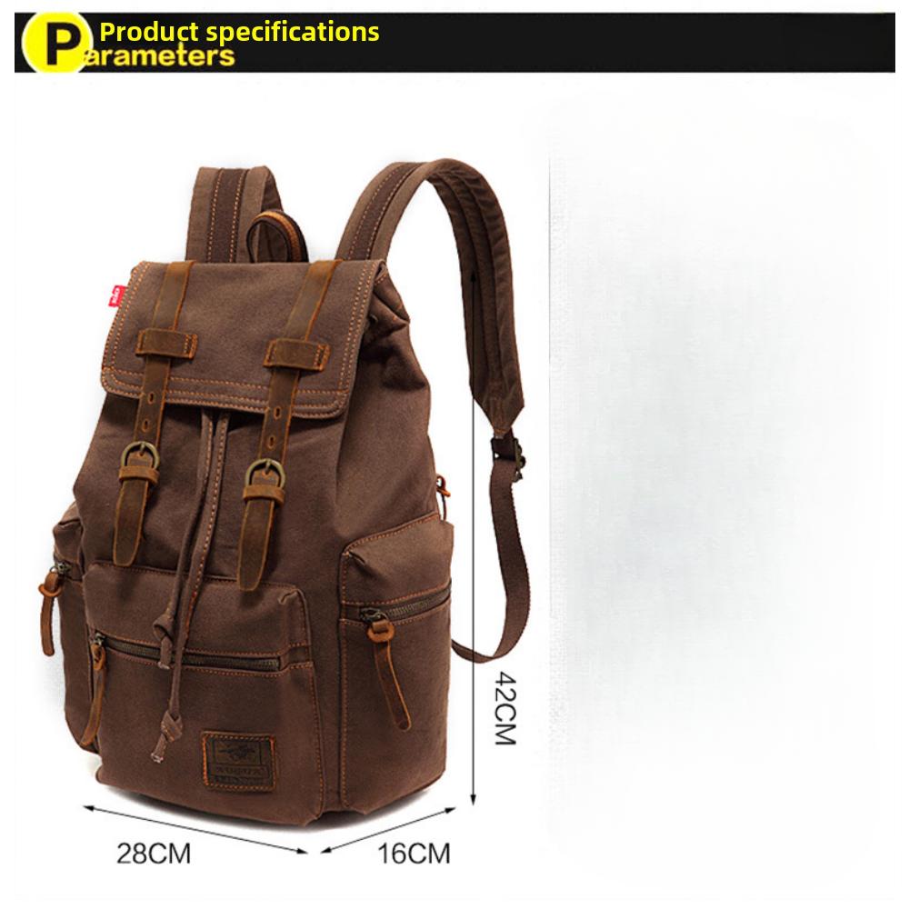 Canvas Bag Retro Men's Bag Durable Backpack Computer Bag Student Schoolbag Outdoor Travel Bag