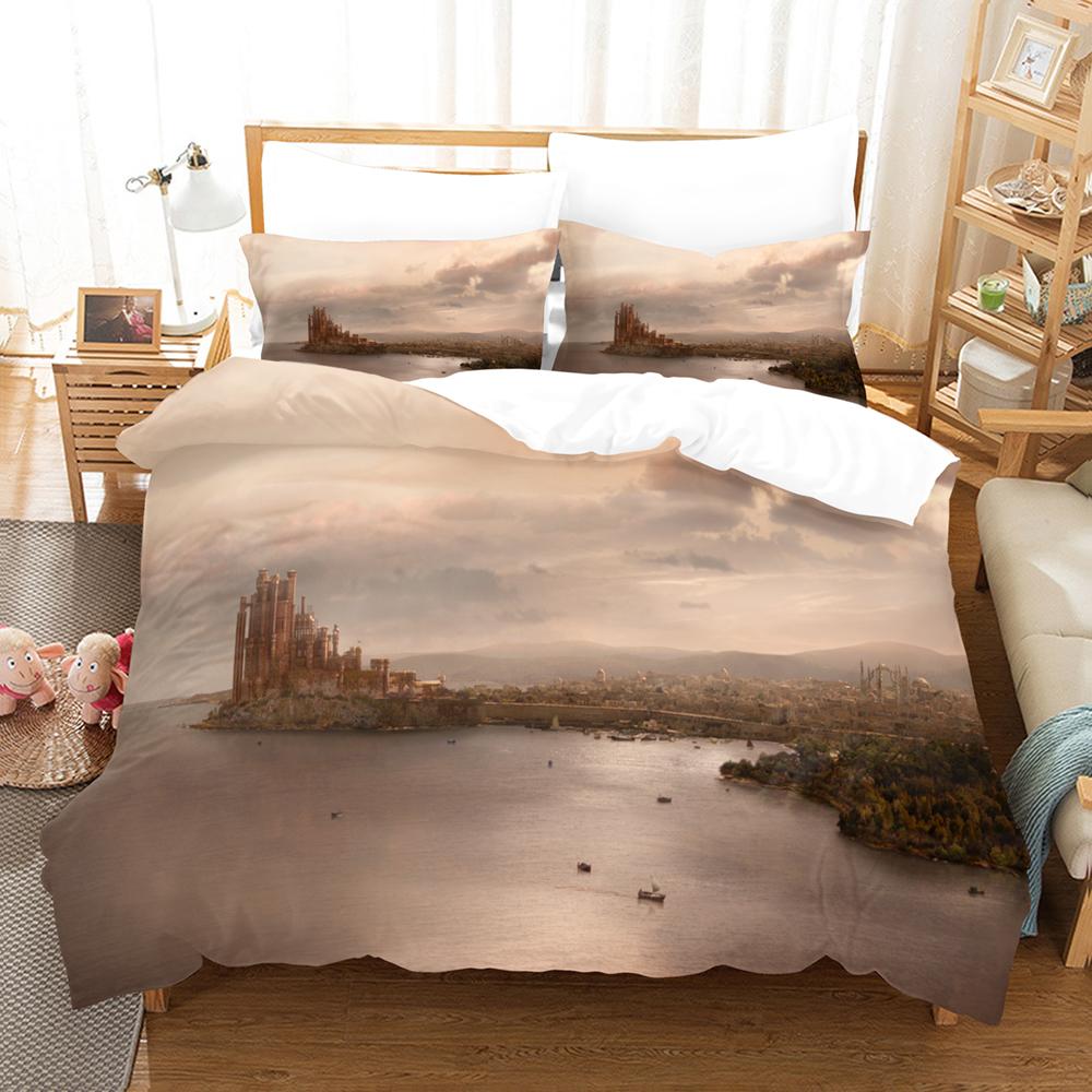 White Lotus On The Lake Duvet Cover Set 3D Print Plant Polyester Comforter Cover King Queen Size for Girls Kid Boys Bedding Set