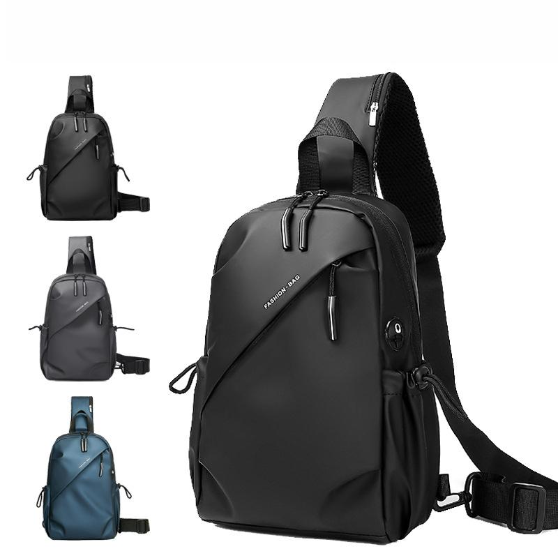 Fashion Men's Crossbody Bag High-End Casual Travel Women's Chest Bag Oxford Cloth Small Backpack Waterproof Wear-Resistant Chest Bag