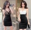 Sexy Lace Sweet and Spicy Celebrity Temperament Splicing Hollow Base Hip Backless Dress Store Work Women's Clothing
