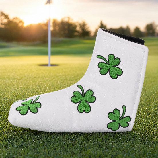 Kunstleder Golfschläger-Headcover, Stickerei Kleeblatt Golf-Putter-Cover, Universelle Golfschläger-Schutzhülle, Golfschläger-Zubehör