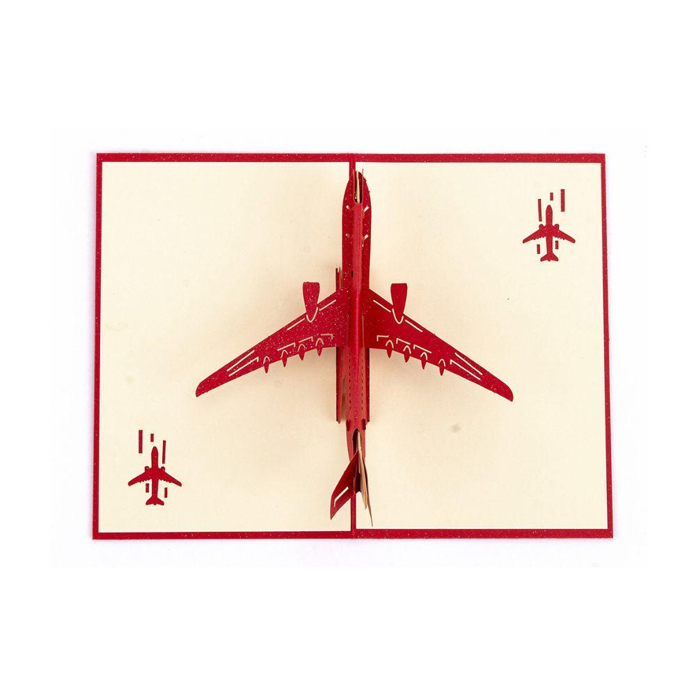 

1pc Red /Blue Paper 3D Aircraft Greeting Card Creative Handmade Exquisite Model Birthday Anniversary Thanksgiving Gift YMY