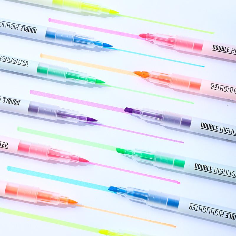 Double-Ended Fluorescent Highlighter & Watercolor Marker Pen for Students