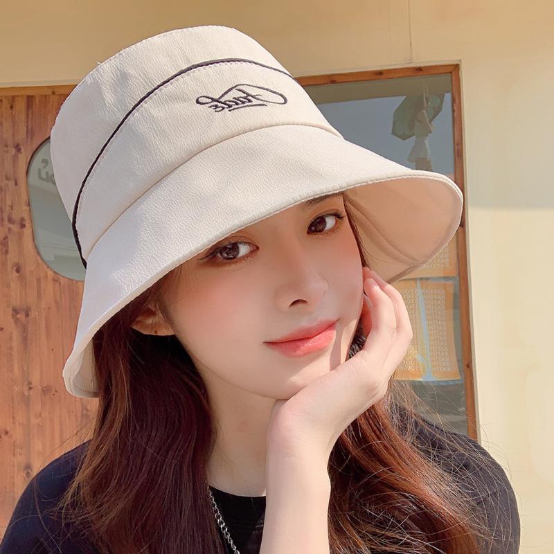 

Весна и осень новая шляпа женская вышивка маленькая свежая панама летняя тонкая солнцезащитная шляпа-ведро тренд average size