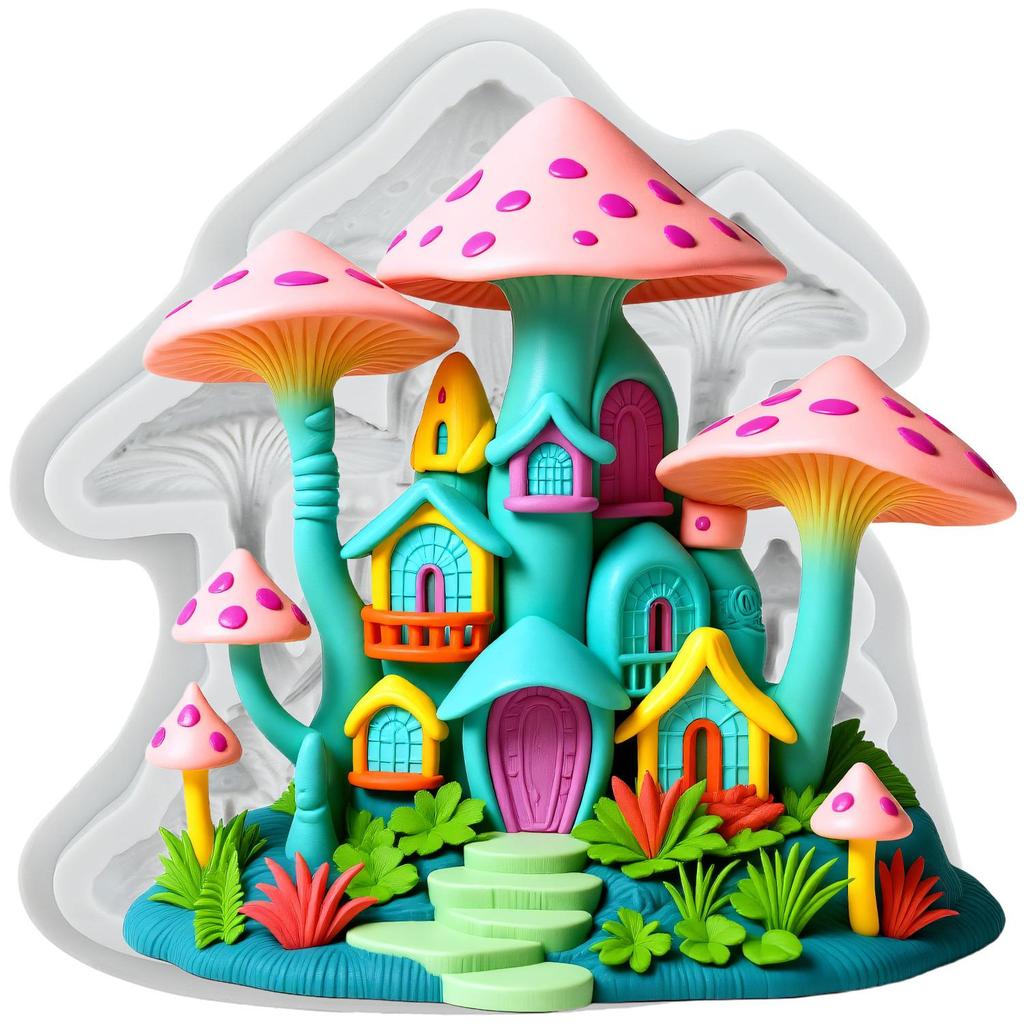 Mushroom House Silicone Molds Mushroom Fondant Mold Cake Decorating Tools Cupcake Topper Candy Chocolate Gumpaste Mold