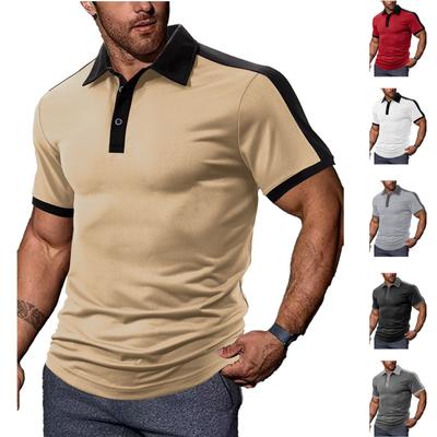 Herren Freizeit Sportlich Color-Blocking Hemd, Herren Revers Kurzarm T-Shirt Top