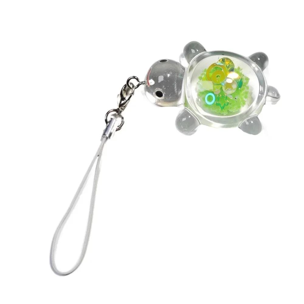 Luminous Turtle Phone Keychain Pendant Transparent Charm Mobile Phone Lanyard Anti Lost Short Little Turtle Phone Strap