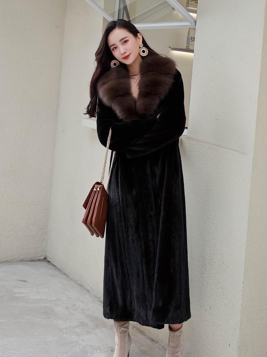 2025 New Sable Collar Mink Coat Autumn and Winter Warm Imitation Fur Coat Artificial Fur Mink Coat 5XL чёрный