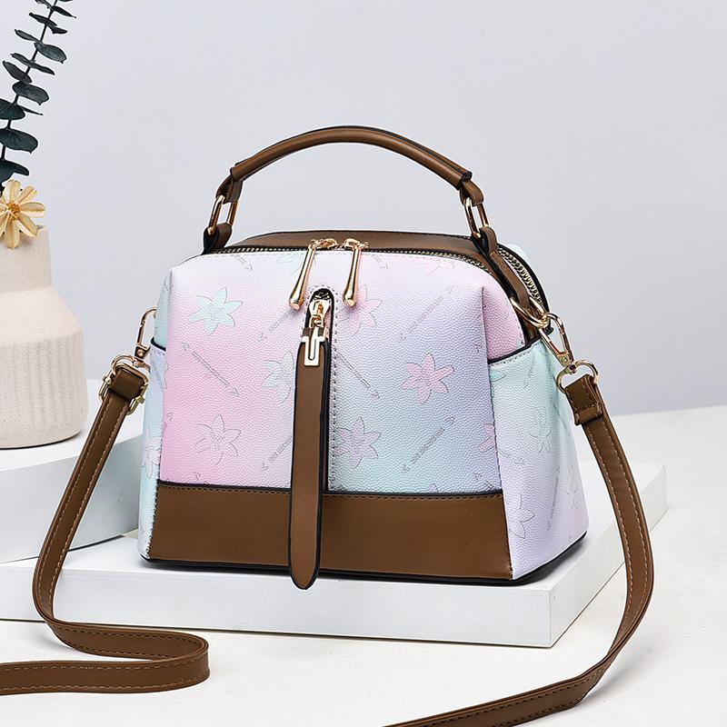 Small Crossbody Bags for Women Classic Double Zip Top Handle Satchel Bag Shoulder Purse Color-Block Cell Phone Purse for Women Mini Top Handle Handbag