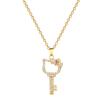 Acciaio al Titanio, Chiave Personalità Gatto, Zircone Temperamento Splendido Collana Interamente Ricoperta di Diamanti, Catena Versatile per Clavicola Femminile, Catena in Acciaio al Titanio