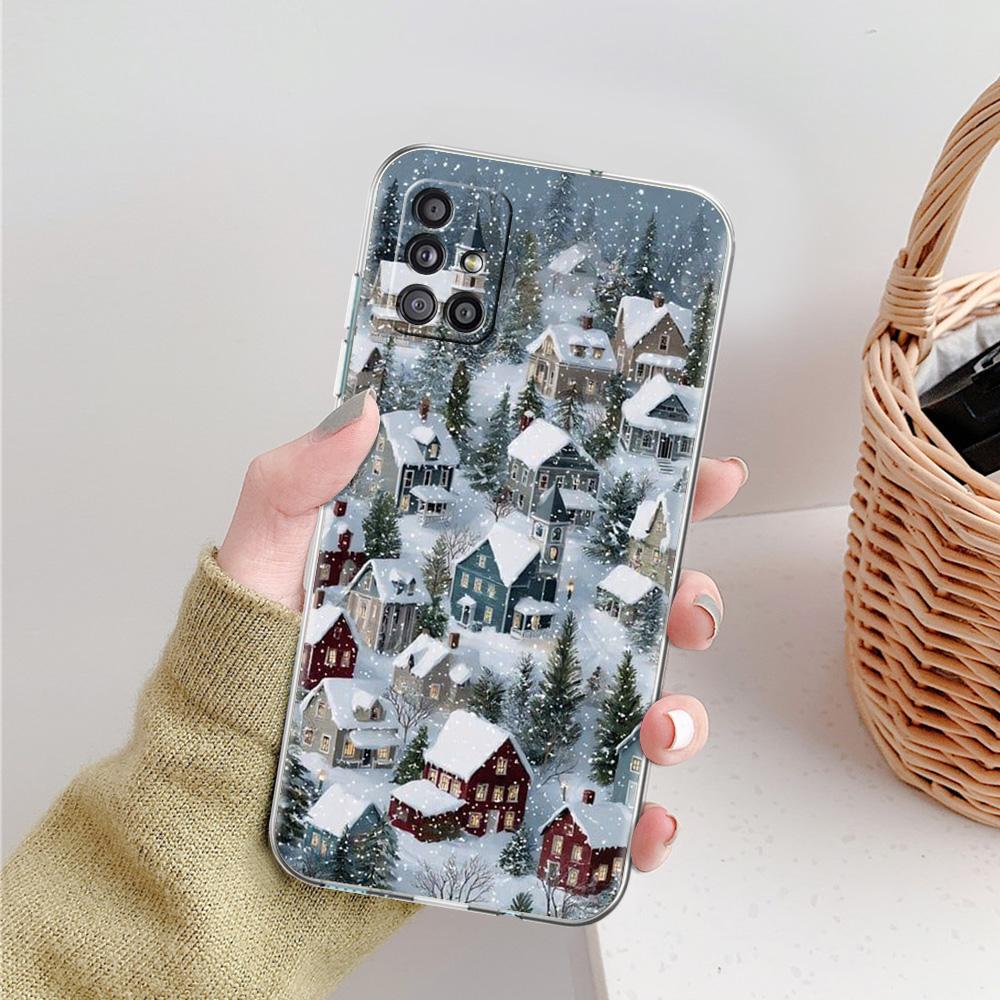 Phone Case For Samsung A15 A13 A35 A55 A51 A71 A41 A31 A21S A05 A17 A23 A25 A33 A53 A73 5G A07 4G Cover Cartoon Christmas Style
