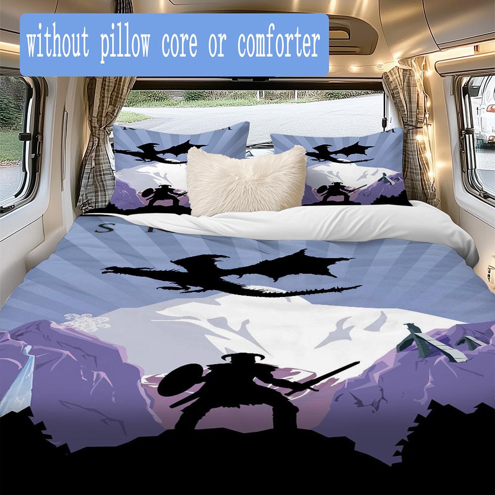 The Elder Scrolls Pattern Bedding,Quilt Set Quilt Cover Pillowcase Home Birthday Gift (1*duvet Cover+2*pillowcase,without core)XSJT0917463