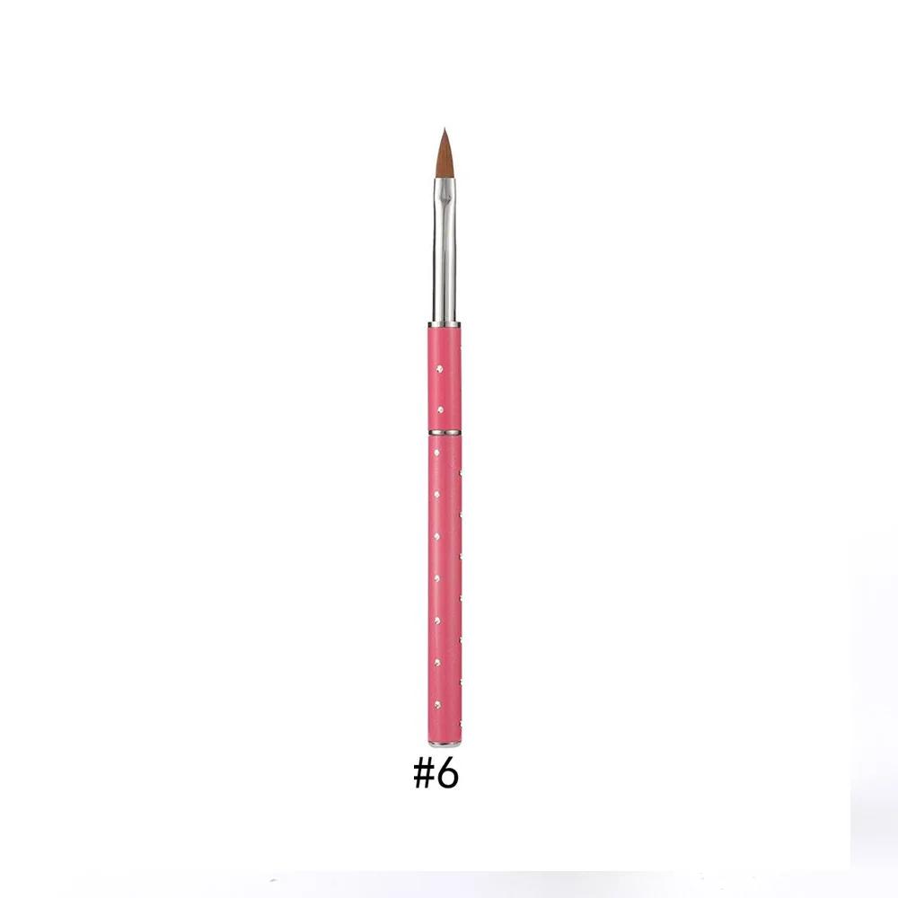 Acrylic Nail Art Brush Metal Handle Diamond Imitation Kolinsky Hair Painting Carving Pen Professional Manicure Beauty Tool