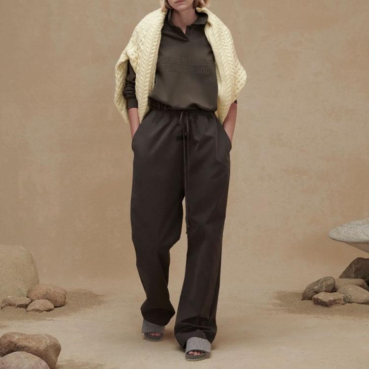 Fear Of God Essentials FW22 Long Sleeve Polo Smoke Letter Print Women Polo Gray FOG-FW22-107