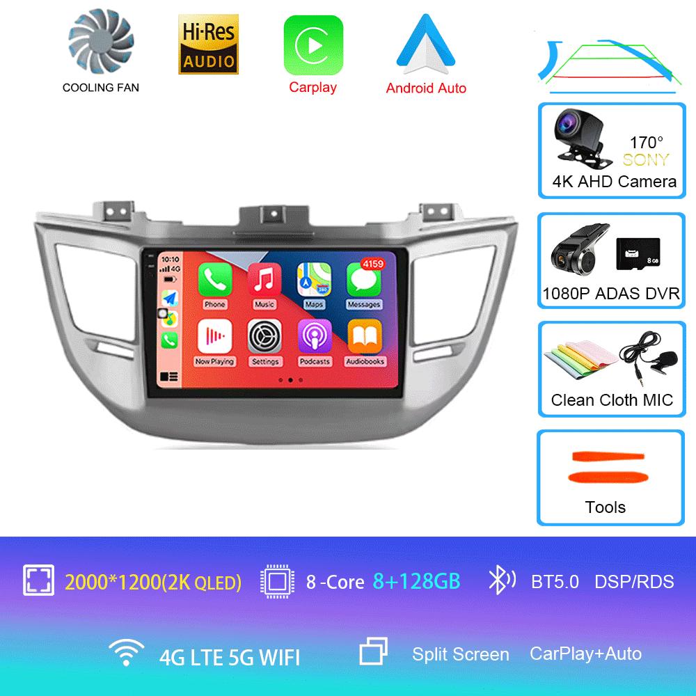 For Hyundai Tucson 2015-2017 Android 14 2din Car Radio Multimedia Video Player GPS Navigation 4G WIFI Carplay 8Core DSP EQ